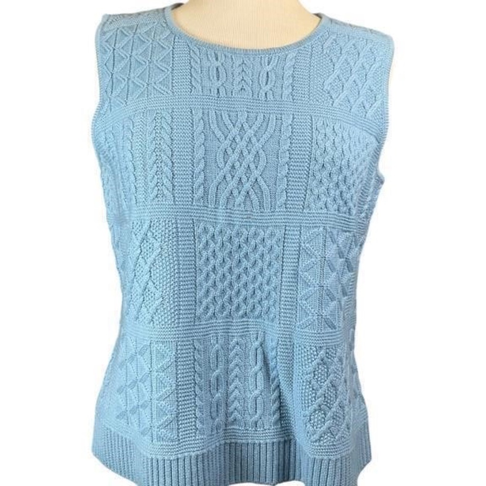 St John Blue Knit Sweater Vest Size M